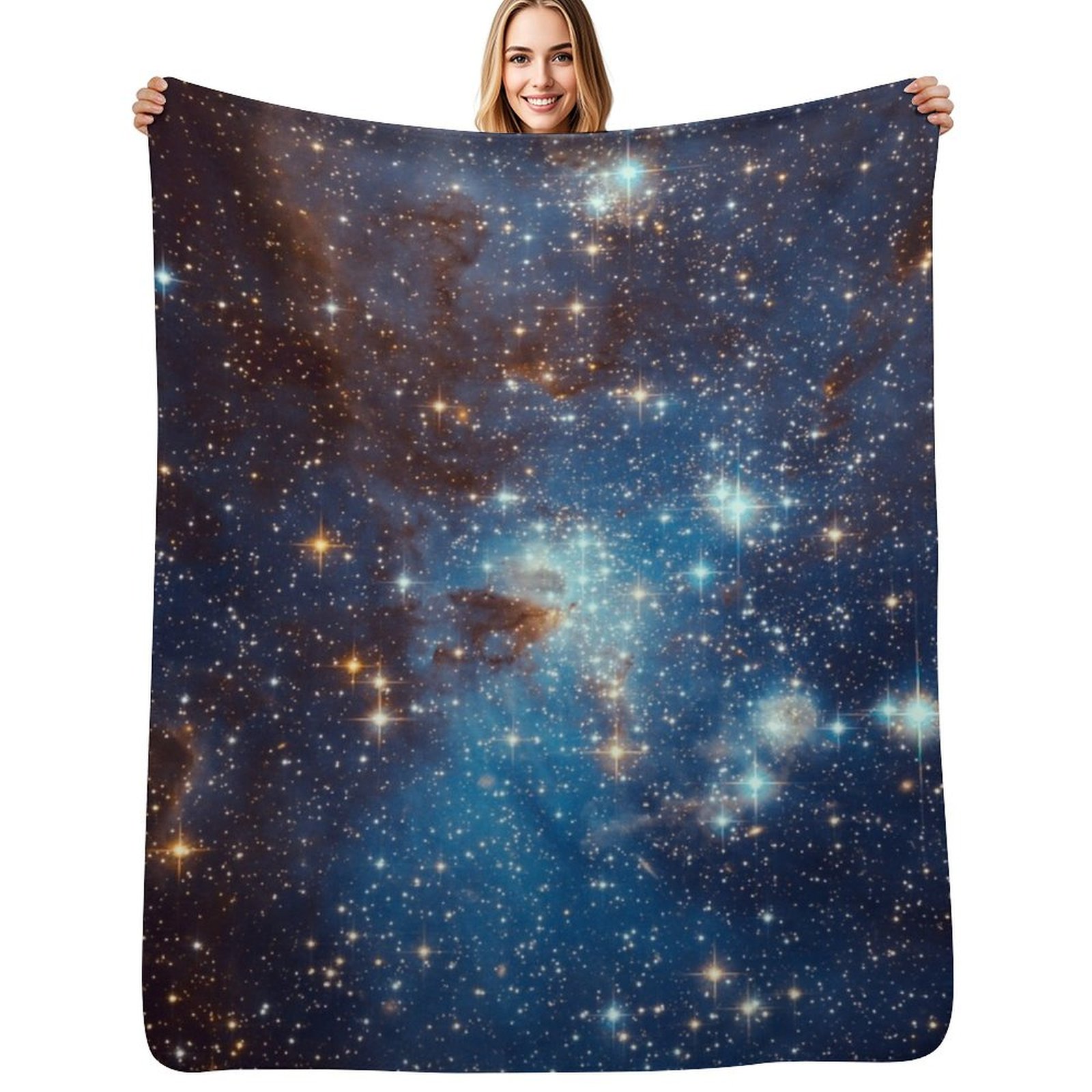 Space Blanket Heavy - Blue Nebula Stars Space Throw Blanket