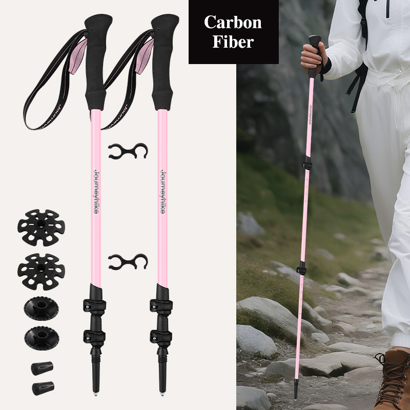 Trekking Pole Carbon - Pink Carbon Fiber Hiking Poles Ultralight