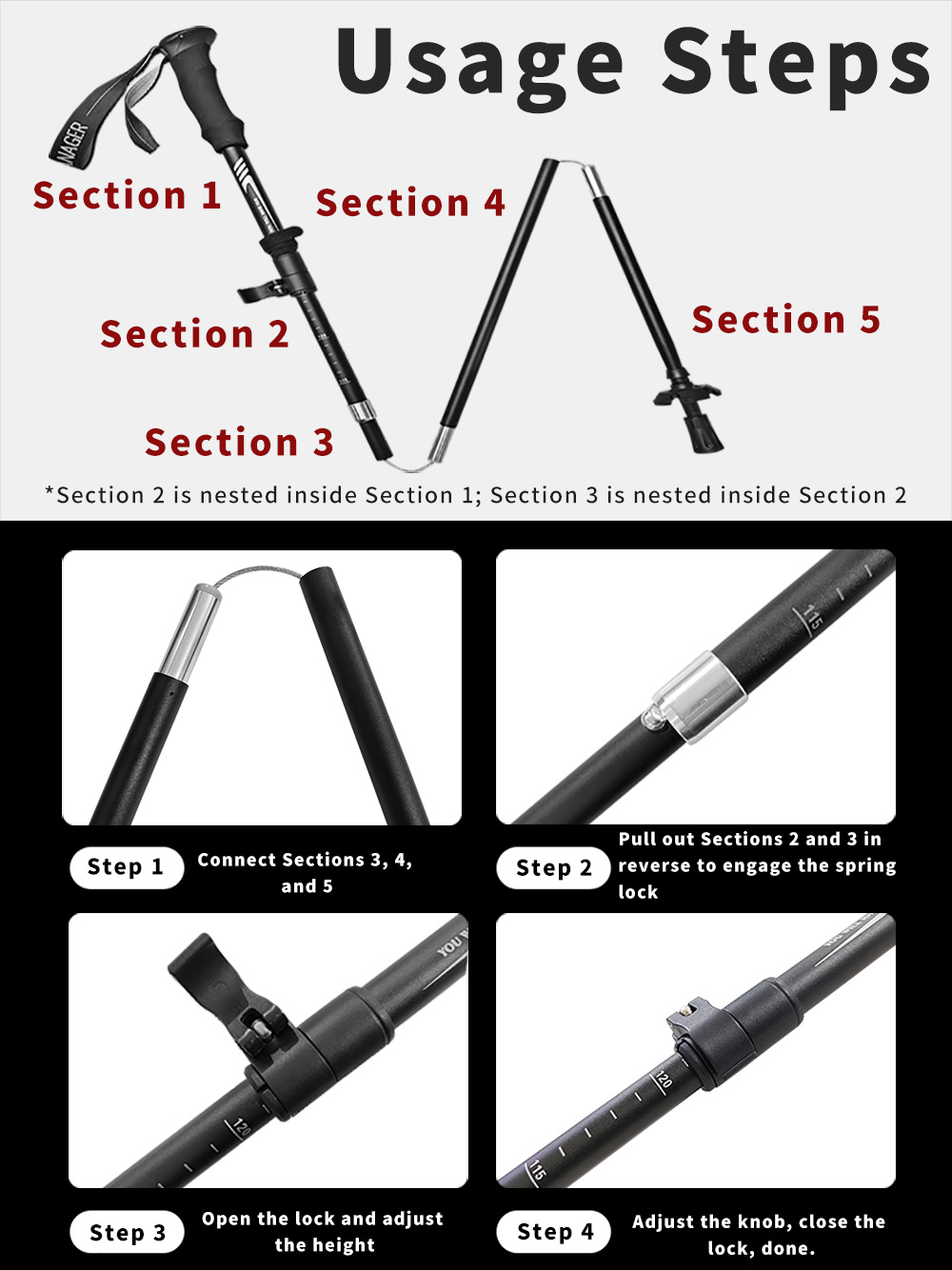 Foldable Trekking Pole 7075 Al - Trekking Pole Carbon review and price