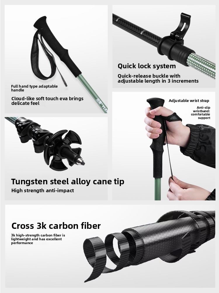 Professional 3K Carbon Fiber T - Trekking Pole Carbon review and price